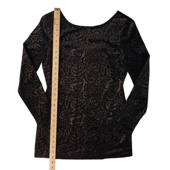 Cache Black Metallic Velvet Burnout Tunic Top Whimsigoth Grunge Womens M NWT - Picture 11 of 12